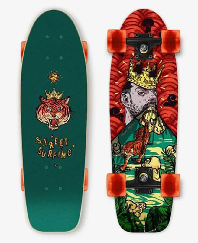 Street Surfing Skateboard Cruiser Kicktail 28 Royal Tiger