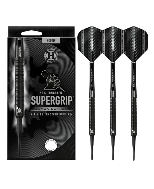 Harrows Pikado Strelice Supergrip 90% Black Edition Soft Tip 18gr