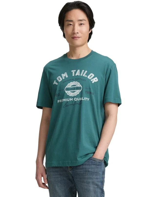 Tom Tailor Majica Basic With Logo Print