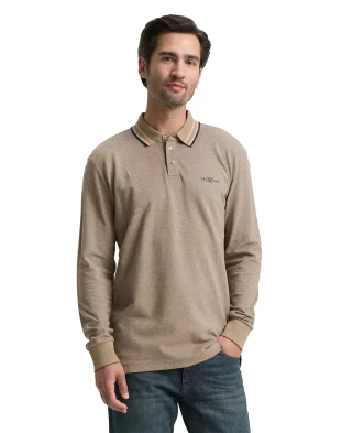 Tom Tailor Majica Polo Long-sleeved Piqué With Logo Print