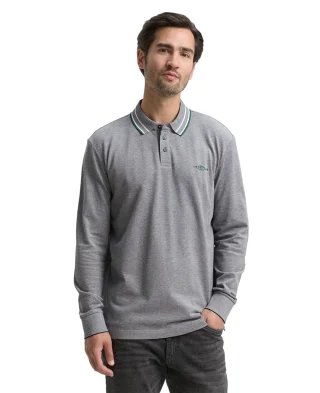 Tom Tailor Majica Polo Long-sleeved Piqué With Logo Print