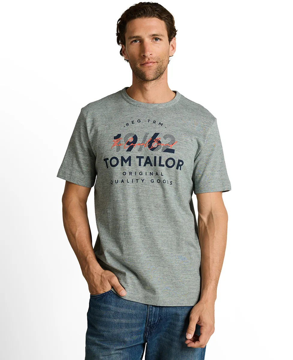 Tom Tailor Majica Basic With Logo Print