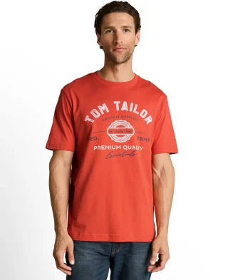 Tom Tailor Majica Basic With Logo Print