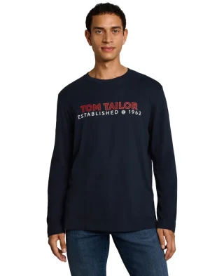 Tom Tailor Majica Long-sleeved with Logo Print