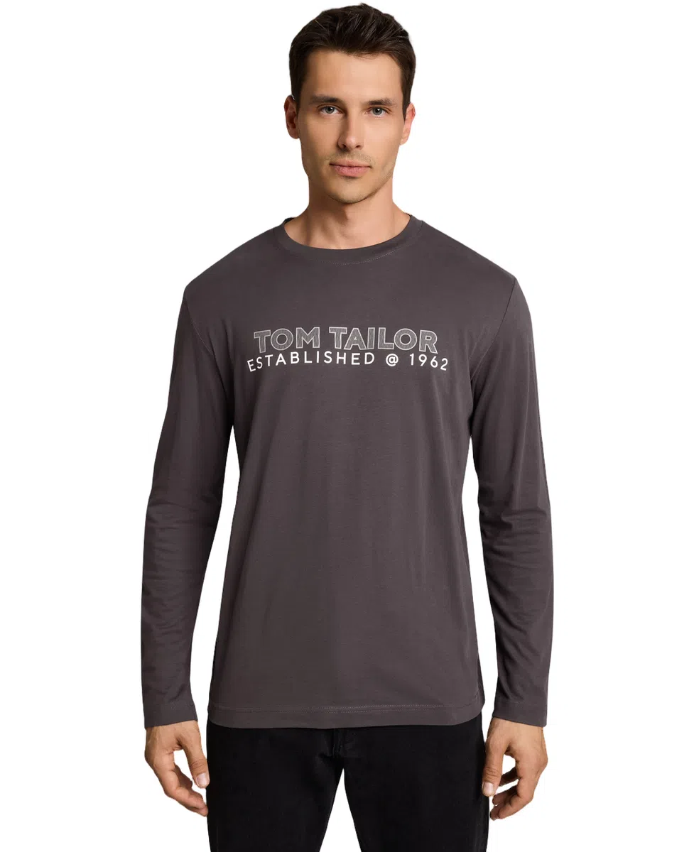 Tom Tailor Majica Long-sleeved with Logo Print